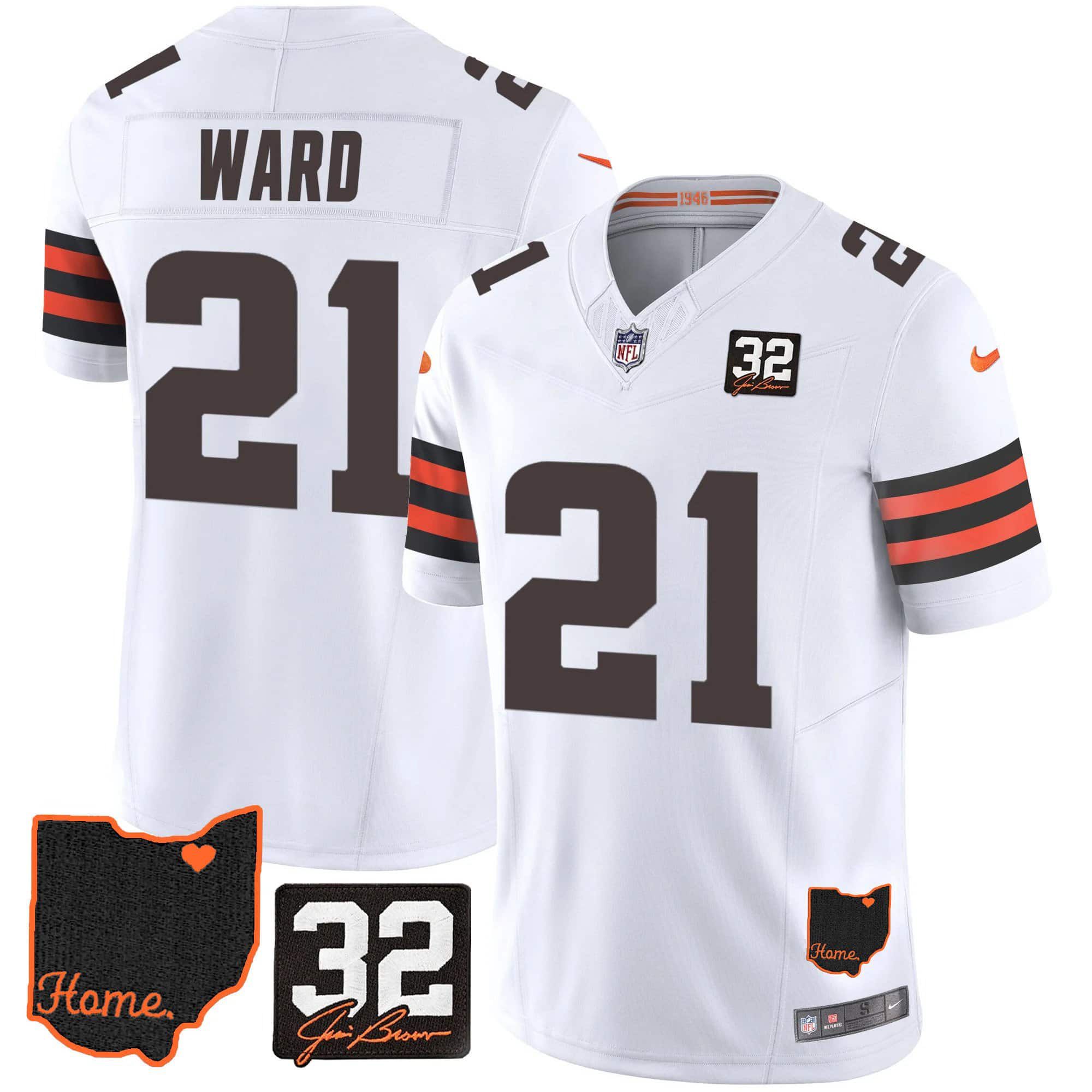 Men Cleveland Browns #21 Ward White Memorial Home Patch 2024 Nike NFL Jersey->indianapolis colts->NFL Jersey
